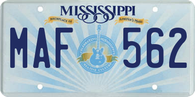 MS license plate MAF562