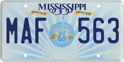 MS license plate MAF563