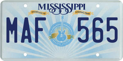 MS license plate MAF565