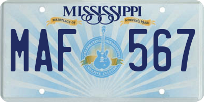MS license plate MAF567