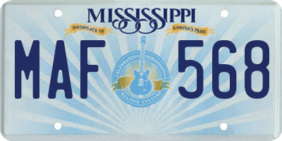 MS license plate MAF568
