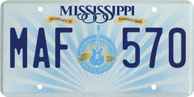 MS license plate MAF570
