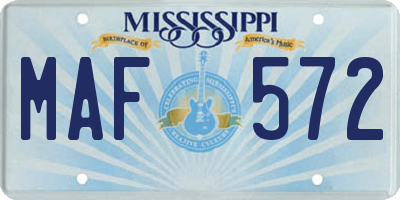 MS license plate MAF572