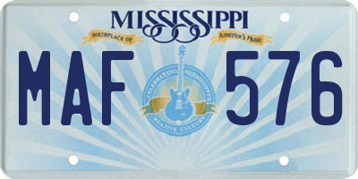 MS license plate MAF576