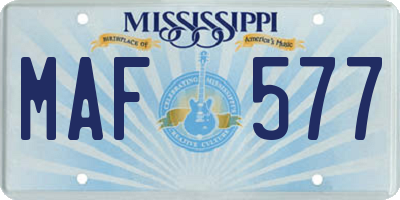 MS license plate MAF577