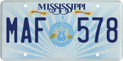 MS license plate MAF578