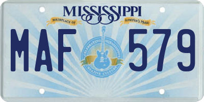 MS license plate MAF579