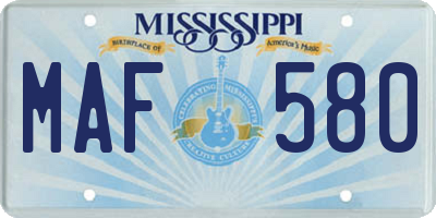 MS license plate MAF580
