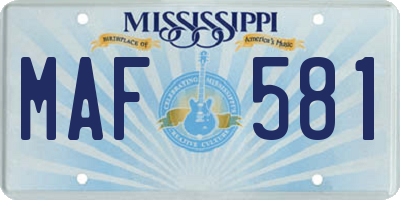 MS license plate MAF581