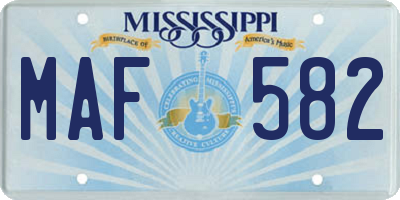 MS license plate MAF582