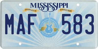 MS license plate MAF583