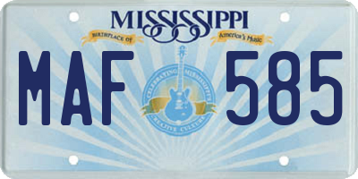 MS license plate MAF585