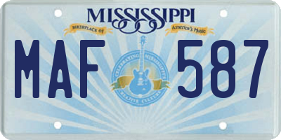 MS license plate MAF587