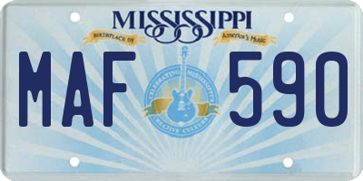 MS license plate MAF590