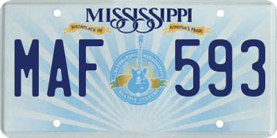 MS license plate MAF593