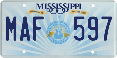 MS license plate MAF597