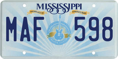 MS license plate MAF598