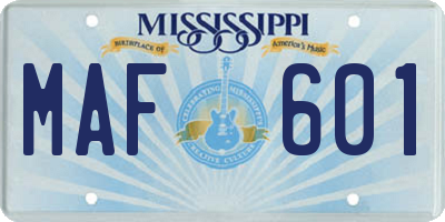 MS license plate MAF601