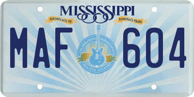 MS license plate MAF604