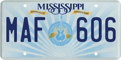 MS license plate MAF606