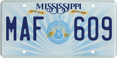 MS license plate MAF609