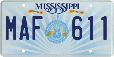 MS license plate MAF611