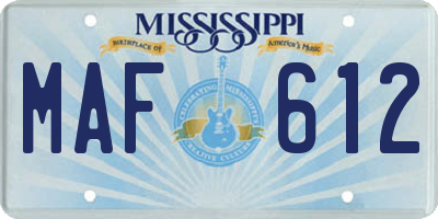 MS license plate MAF612