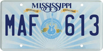 MS license plate MAF613