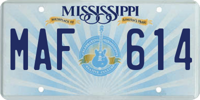 MS license plate MAF614
