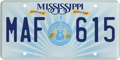 MS license plate MAF615