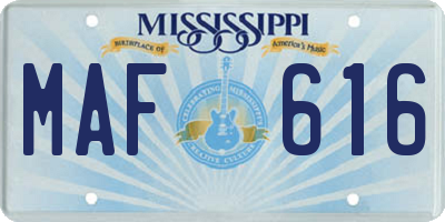 MS license plate MAF616