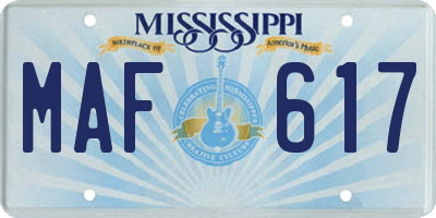MS license plate MAF617