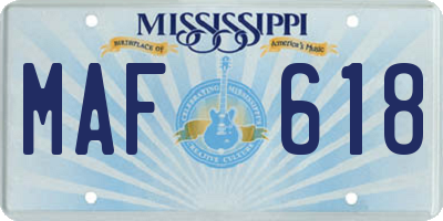 MS license plate MAF618