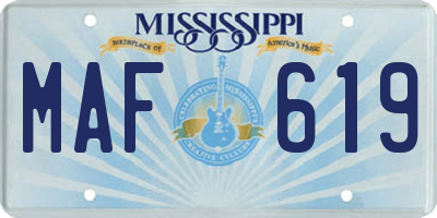 MS license plate MAF619