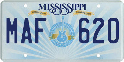 MS license plate MAF620