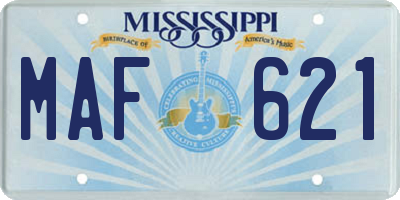 MS license plate MAF621