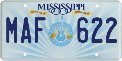 MS license plate MAF622
