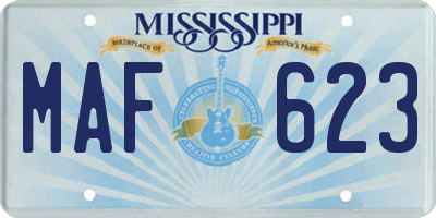 MS license plate MAF623