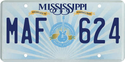 MS license plate MAF624
