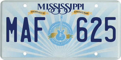 MS license plate MAF625