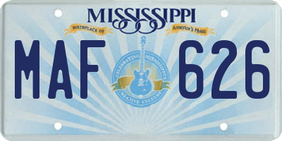 MS license plate MAF626
