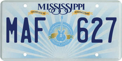 MS license plate MAF627