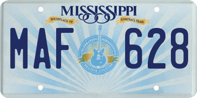 MS license plate MAF628