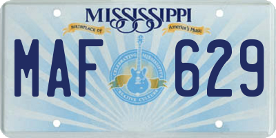 MS license plate MAF629