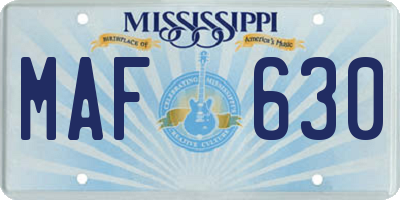 MS license plate MAF630