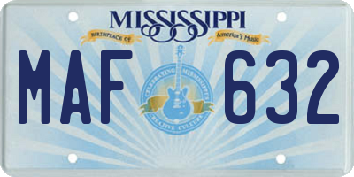 MS license plate MAF632
