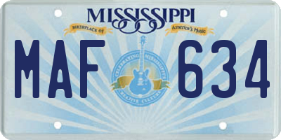 MS license plate MAF634