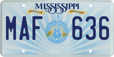 MS license plate MAF636