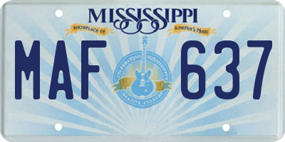 MS license plate MAF637