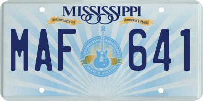 MS license plate MAF641
